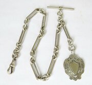 Antique Silver Churchill Chain And Fob