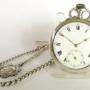 Antique silver Columbus pocket watch and chain