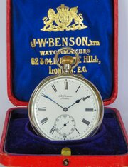 Antique Silver J W Benson Pocket Watch, Military