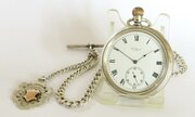 Antique Silver Waltham Envoy Pocket Watch & Chain