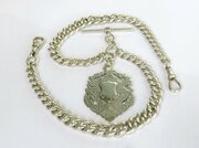 Antique Silver Double Pocket Watch Albert Chain