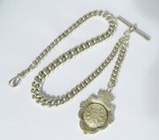 Antique Silver Pocket Watch Chain & Darts Fob