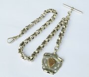 Antique Silver Pocket Watch Chain And Fob