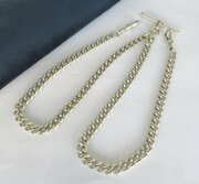 Antique silver watch chain  long necklace