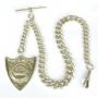 Antique silver watch chain and Royal Navy fob