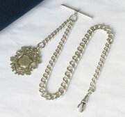 Antique Silver Watch Chain And Fob