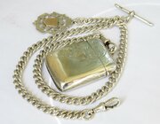 Antique Silver Watch Chain And Vesta