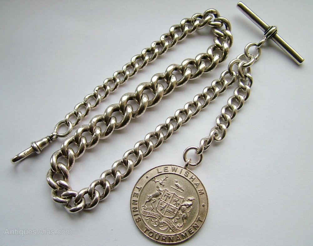 Antiques Atlas Heavy Antique Silver Watch Chain And Armorial Fob