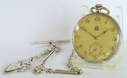 Silver Art Deco Pocket Watch And Chain
