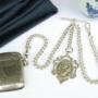 Victorian Silver Double Pocket Watch Chain & Vesta