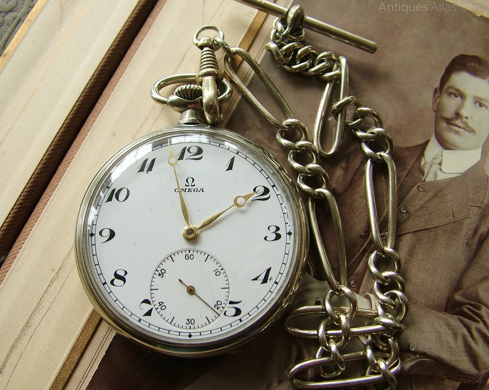 Antiques Atlas WW2 Era Omega Pocket Watch And Chain