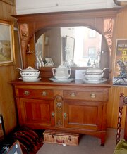 Antique Sideboard With Copper Embellishments