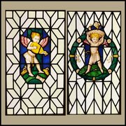 2 Stained Glass Windows- Whimsical Cherubs
