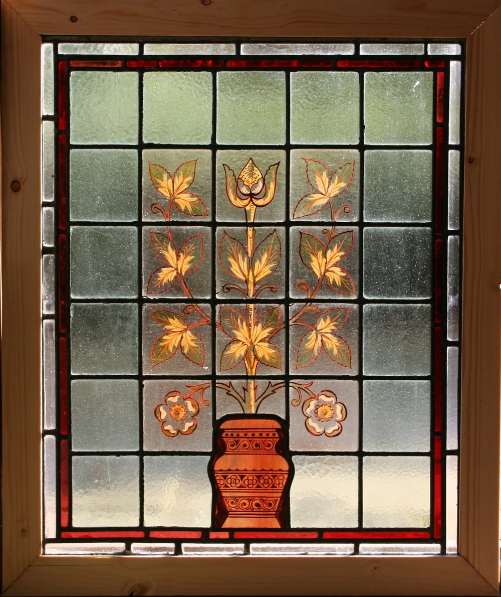 Antiques Atlas Antique Stained Glass Windows "Urn Of Daisies"