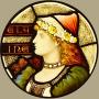 Antique Glass Roundel – Pre-Raphaelite Maiden
