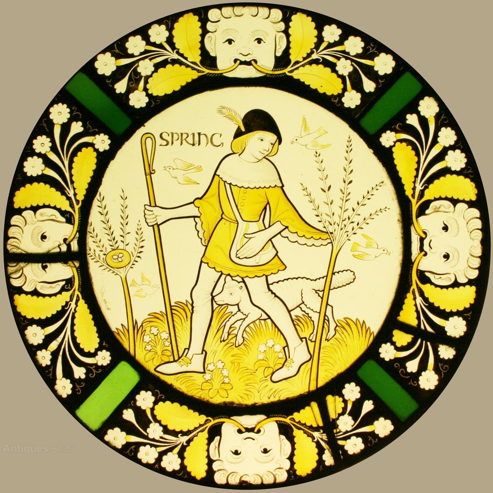 Antiques Atlas Antique Hand Painted Stained Glass Roundel