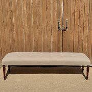 185cm Buttoned Linen Long Stool