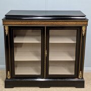 2 Door Ebonised And Marquetry Cabinet