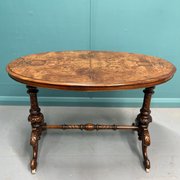 Burr Walnut Marquetry Oval Centre Table