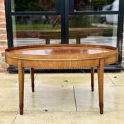 Large Oval Coffee Table With Chevron Marquetry