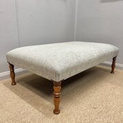 Large Upholstered Footstool On Cherrywood Legs