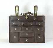 18th C Chinese Red Lacquered Tabletop Cabinet