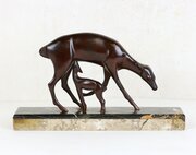 Art Deco Bronze Deer Group By Michel Decoux