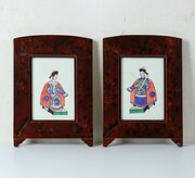 Pair Of Chinese Pith Paintings In Lacquer Frames  