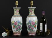 Pair Of Vintage Chinese Hand-Painted Table Lamps