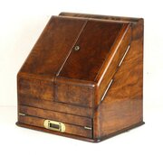 Victorian Burr Walnut Stationary Cabinet / Box