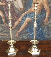 Church Candlesticks Height 2 Foot 2 Inc Brass 1860