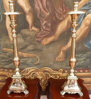 Church Candlesticks Ht 2 Foot 3 Inch Brass 1860