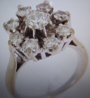 Ring Diamonds 18ct White Gold Size L Antique