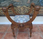 Stool Italian Carved Angel Fruitwood 1830 