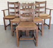 A Set Of 6 Limed Oak Heals Chairs 