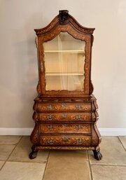 18th Century Dutch Display Cabinet On Bomb Chest