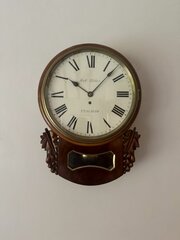 19th Century Mahogany Drop Dial Wall Clock 
