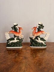 Antique 19th Century Staffordshire Deer Spill Vase
