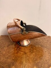 Antique George III Copper Helmet Coal Scuttle 