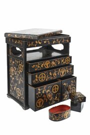 Antique Japanese Black Lacquered Table Cabinet