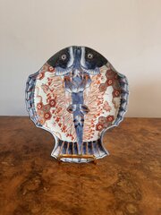 Antique Japanese Imari Plate In The Form Of A Fish