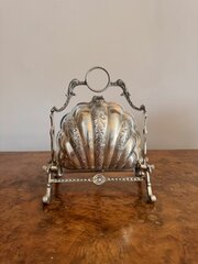 Antique Silver Plated Folding Shell Biscuit Box
