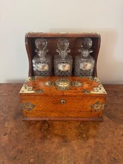 Antique Victorian Oak Tantalus And Games Box