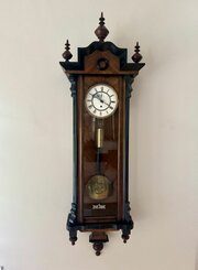 Antique Victorian Walnut & Ebonised Wall Clock 