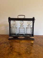 Antique Oak And Silver Plated Tantalus 