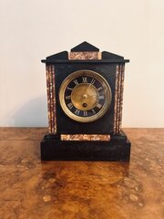 Antique Quality Marble Inlaid Mantle Clock 