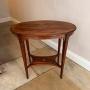 Antique Edwardian mahogany inlaid oval occasional table  Mahogany inlaid occasional table