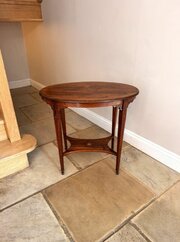 Edwardian Mahogany Inlaid Oval Occasional Table 