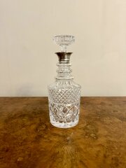  Edwardian Silver Collar Cut Glass Decanter