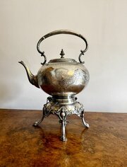 Edwardian Silver Plated Spirit Kettle On A Stand
